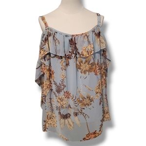 BOUTIQUE - 3X Floral Ruffle Cold Shoulder